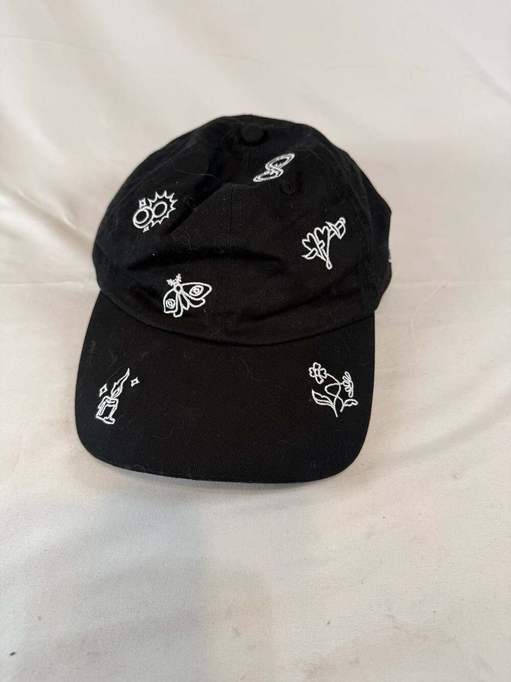 Allurial Romantasy Book Box Cap Black Embroidered Icons Celestial Strapback Hat